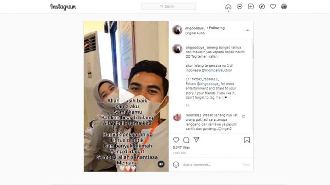 Tangkapan layar kedua pasangan suami istri yang mengurungkan niat untuk melanjutkan sidang perceraian viral di media sosial [@ohgoodbye]