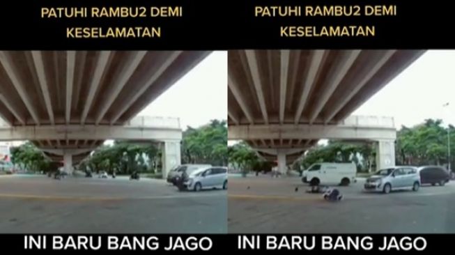 Viral Video Bang Jago Ditabrak Mobil. (TikTok)