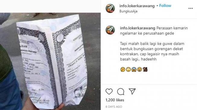 Viral, Netizen Syok dengan Bungkusan Gorengan dari Ijazah, Ternyata Miliknya!