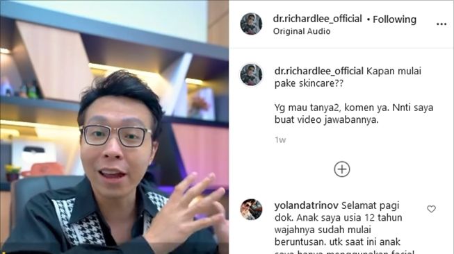 Pemakaian skincare pada anak menurut Dokter Richard Lee. (Instagram/@dr.richardlee_official)