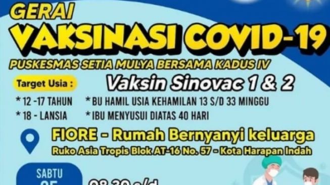 Jadwal Vaksinasi Puskesmas Setia Mulya Bekasi [Ist]