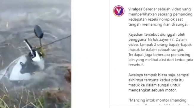 Pemancing dapat rezeki nomplok. (Instagram/@viralges)