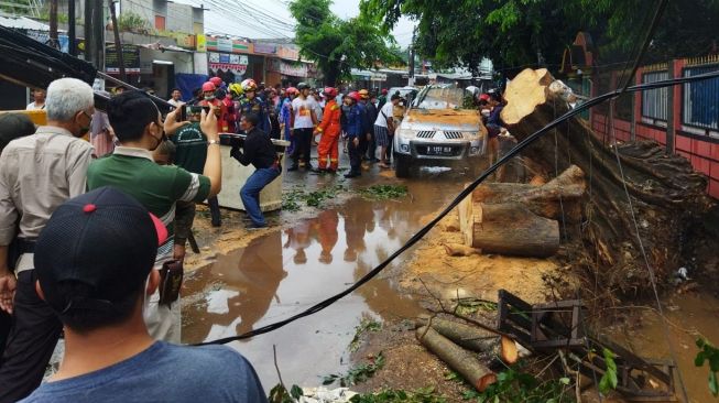 Satu Mobil Tertimpa Pohon Tumbang di Bogor Akibat Hujan Angin
