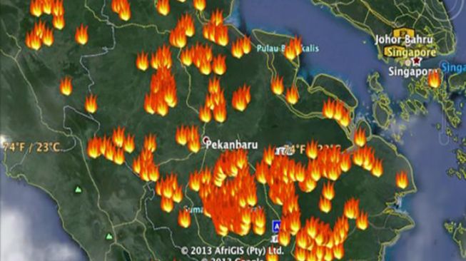 Duh! Terdapat 92 Titik Panas di Sumatera, Riau Ada 16 Titik