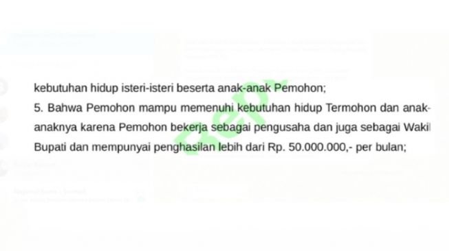 Poin ke-5 permohonan poligami oleh salah seorang wakil bupati di Sumbar yang ditolak Mahkamah Agung. [Dok.Istimewa]