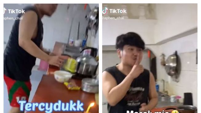 Panik saat diberi kejutan ulang tahun (TikTok @aphen_chai)