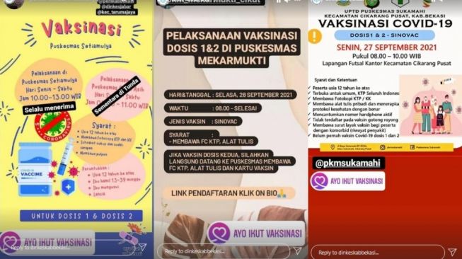 Jadwal Vaksinasi COVID-19 Pada 27 September - 1 Oktober 2021 di Kabupaten Bekasi