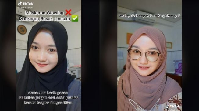 Viral Curhat Wanita Berubah Jerawatan setelah Coba Pakai Masker (tiktok.com/@adelia.ksmw)