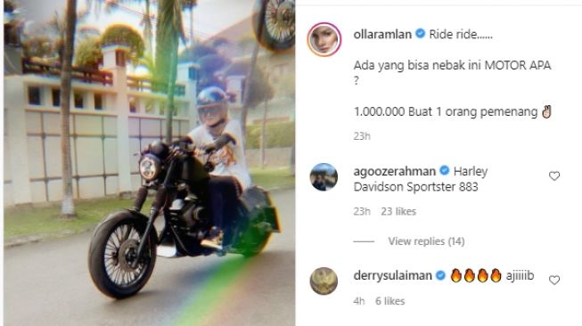 Gaya Olla Ramlan Naik Moge. [Instagram/ollaramlan]