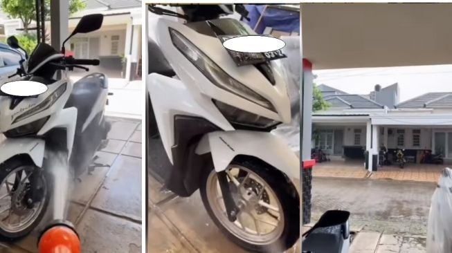 Pemotor buktikan 'ritual' pemanggil hujan dengan cara cuci motor (Instagram)