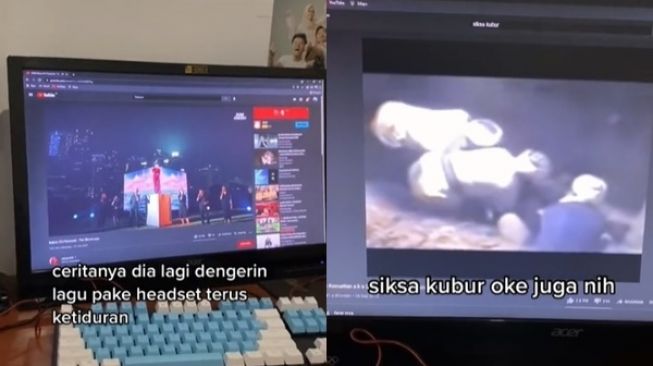 Viral Cowok Kapok Tidur Pakai Headset. (TikTok)