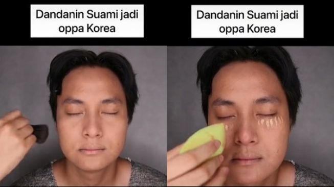 Istri Make-up Suami Jadi Mirip Oppa Korea, Kisah Dibaliknya Bikin Nangis