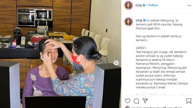 Titi DJ rela jadi MUA buat asisten rumah tangga. (Instagram/@ti2dj)