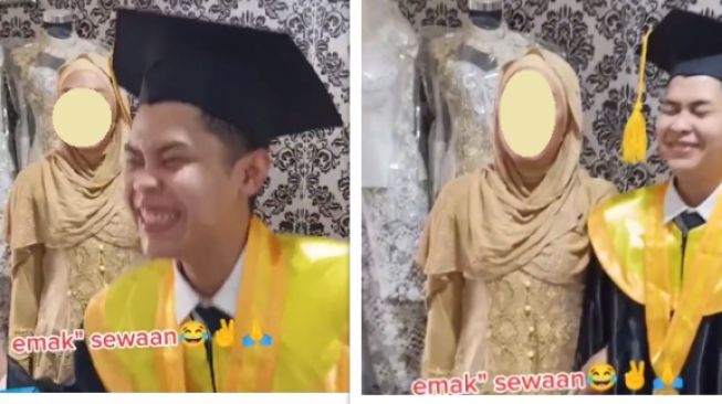 Viral Pria Sewa Emak-Emak saat Wisuda, Ekspresi Wajah Disorot: Polos Banyak Pikiran