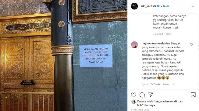 Unggahan Uki eks Noah soal anak-anak di masjid. [Instagram]