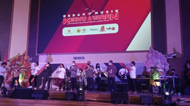 Aara Bedah Musik Kebangsaan dalam rangka Sosialisasi Nilai-Nilai Pancasila yang digagas oleh Badan Pembinaan Ideologi Pancasila (BPIP) di gelar di Auditorium Kampus Universitas Sultan Ageng Tirtayasa, Kamis Banten (23/9/2021).  [dokumentasi pribadi]