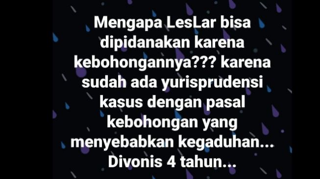 Akun Mila Machmudah Djamhari siap Laporkan Lesti dan Billar [Facebook/@MilaMachmudahDjamhari]