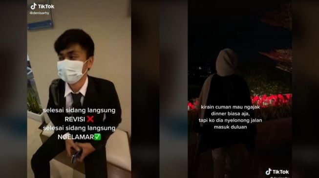 Viral Pria Lamar Pacar setelah Lulus Sidang Skripsi (tiktok.com/@denisarhy)