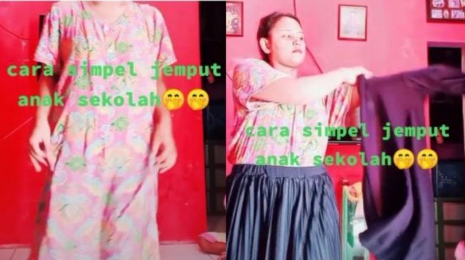 Ditonton 3 Juta Kali, Viral Cara Simpel Emak-emak Jemput Anak ke Sekolah Pakai Daster