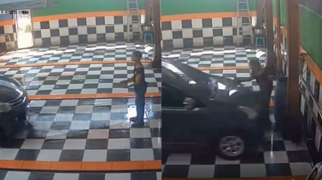 Viral Penunggang Toyota Avanza Hampir Menggencet Tukang Cuci Mobil, Nyaris Berujung Maut