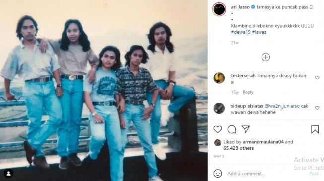 Foto lawas grup band Dewa 19 [Instagram/@ari_lasso]