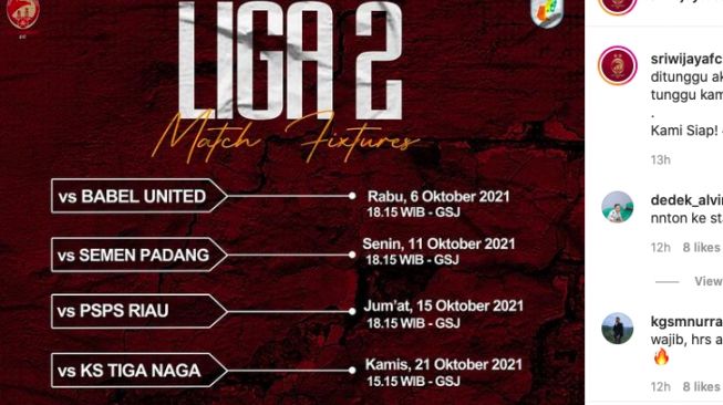 jadwal liga 2 Sriwijaya FC [Media Official]