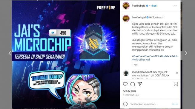 Cara Mendapatkan Jai Microchip FF, Bonus Skill Jai untuk Karakter Free Fire