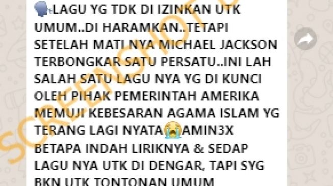 CEK FAKTA: Lagu Michael Jackson Ini Diharamkan AS karena Memuji Kebesaran Islam, Benarkah?