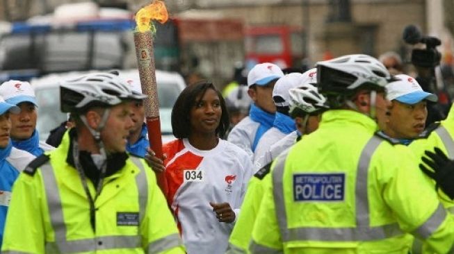 Mantan atlet heptathlon Britania Raya Denise Lewis. [AFP]