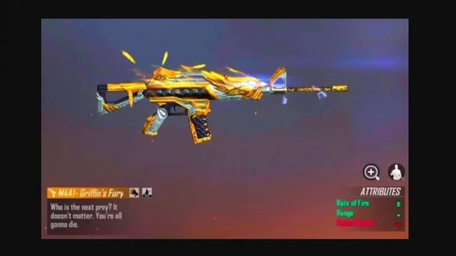 Skin senjata terbaik Free Fire, Griffin’s Fury M4A1. [Touchtapplay]