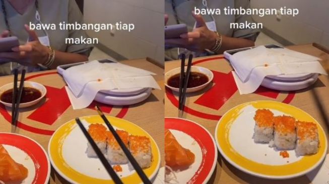 Wanita Bawa Timbangan di Restoran, Cara Makan Sate Jadi Sorotan