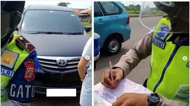 Pemobil tiak terima ditilang aparat gara-gara membawa sepeda di dalam kabin mobil (Instagram)