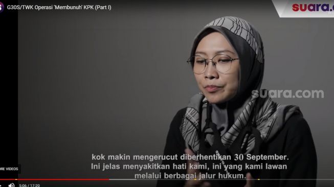 Ita Khoriyah aliat Tata dalam wawancara eksklusif dengan Suara.com bertema G30S/TWK: Operasi Membunuh KPK. (Suara.com)