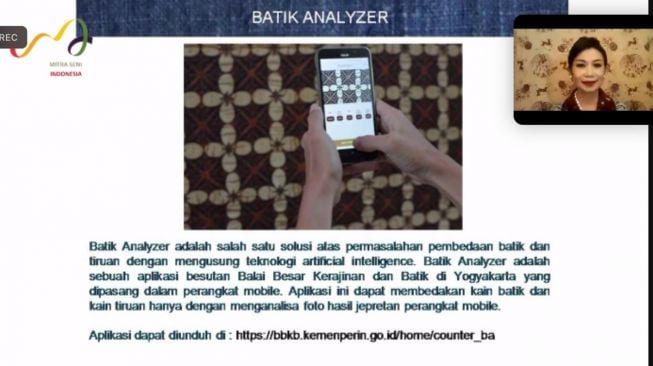 Tips Memilih Batik di Peringatan Hari Batik Nasional oleh Mitra Seni Indonesia, Kamis (9/10/2021) [tangkap layar Zoom]