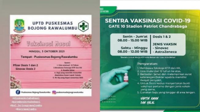Jadwal Vaksinasi COVID-19 Kota Bekasi, Minggu 3 Oktober 2021