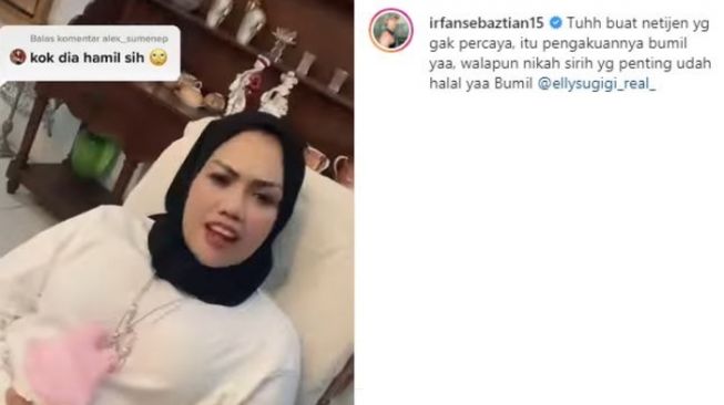 Irfan Sebastian tanya soal kehamilan Elly Sugigi. (Instagram)