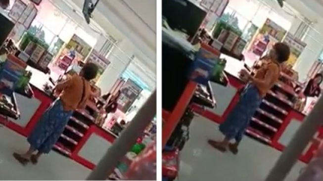 Wanita histeris di minimarket (tiktok)