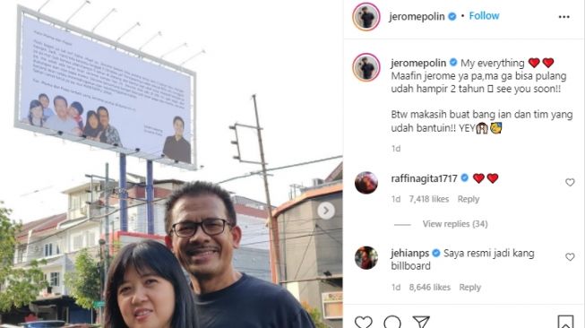 Momen Jerome Polin Bikin Billboard Buat Mama Papa. [Instagram]