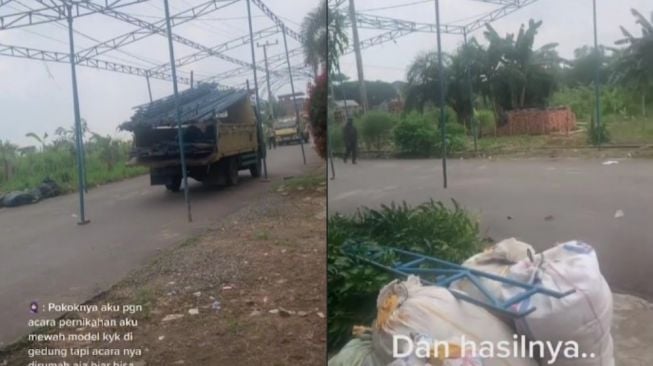 Viral Tenda Pernikahan Super Luas Tutup Jalan di Kampung, Netizen Melongo dengan Isinya