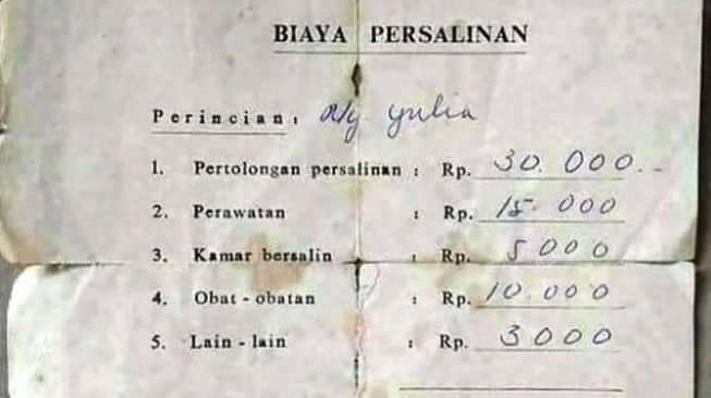 Biaya Persalinan Bekasi Tahun 1988 Rp63 Ribu, Warganet: Asal Usul Kenapa  Dulu Banyak Anak