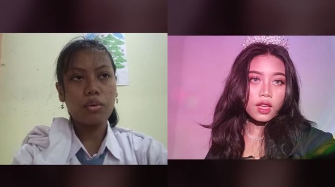 Viral Transformasi Siswa SMA Sebelum dan Sesudah Makeup (tiktok.com/ashpyxia2)
