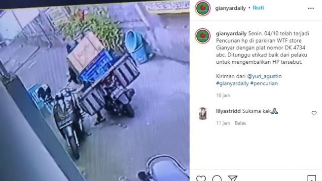 Aksi pencurian HP di Gianyar terekam CCTV, pemilik minta pelaku segera mengembalikan 