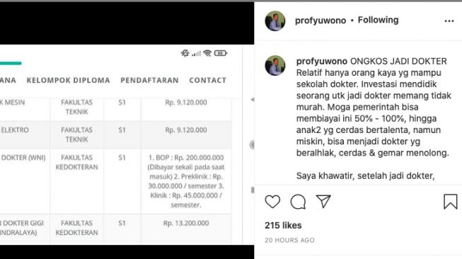 Unggahan Profesor Yuwono [instagram]