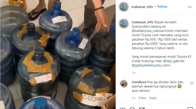 Toyota Rush dibeli menggunakan beberapa galon berisi uang pecahan Rp 500 (Toyota.co.id,Instagram)