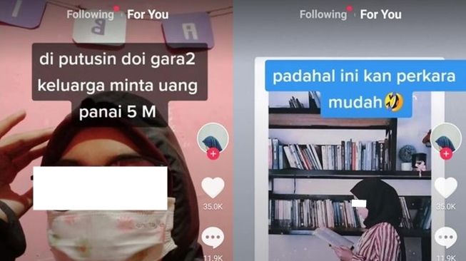 Viral wanita minta uang panai fantastis. (TikTok)