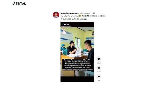 Semangat belajar, tas sekolah siswa ini pakai kresek. [TikTok]