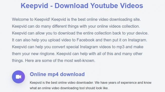 Cara download video YouTube dari keepvid. Keepvid adalah situs pengunduhan video online.