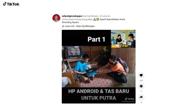 Semangat belajar, tas sekolah siswa ini pakai kresek. [TikTok]