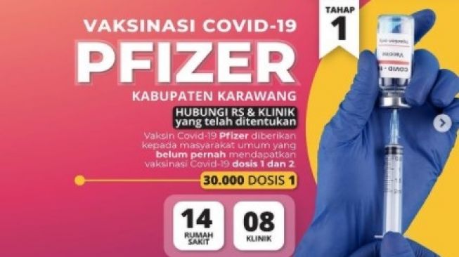 Daftar Rumah Sakit Vaksinasi Vaksin Pfizer di Karawang Mulai 11 Oktober, Ada 14 RS