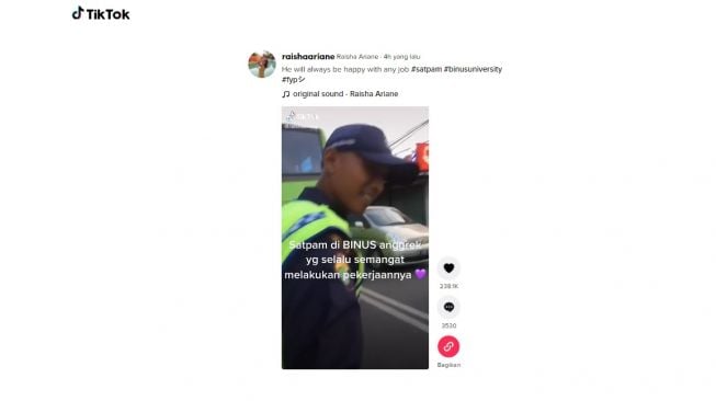 Aksi satpam tebar gombal bikin ngakak. [TikTok]